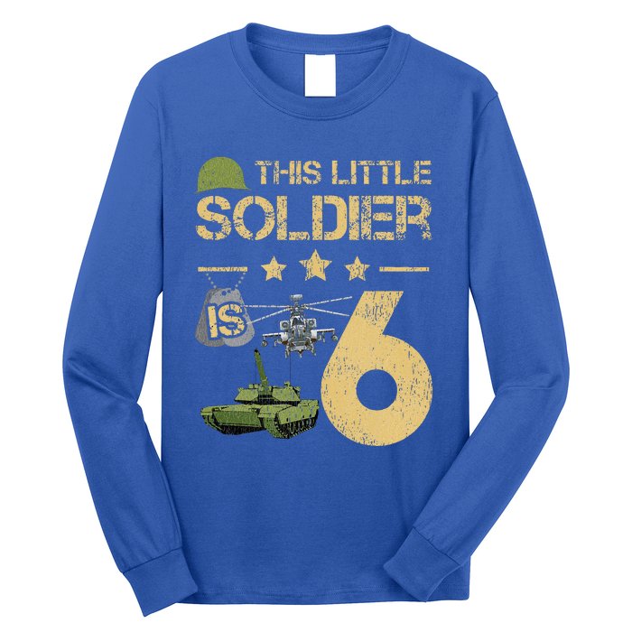 6 Year Old Soldier Birthday 6th Birthday Army Camo Long Sleeve Shirt