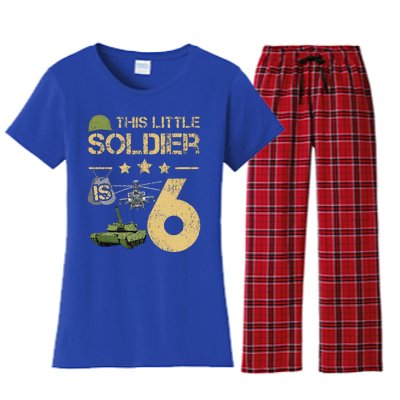 6 Year Old Soldier Birthday 6th Birthday Army Camo Women's Flannel Pajama Set