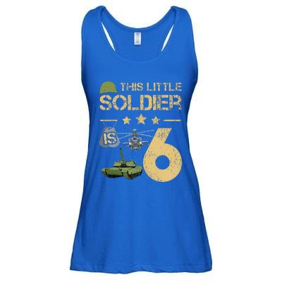 6 Year Old Soldier Birthday 6th Birthday Army Camo Ladies Essential Flowy Tank