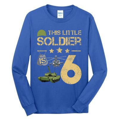 6 Year Old Soldier Birthday 6th Birthday Army Camo Tall Long Sleeve T-Shirt