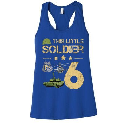 6 Year Old Soldier Birthday 6th Birthday Army Camo Women's Racerback Tank