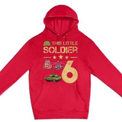 6 Year Old Soldier Birthday 6th Birthday Army Camo Premium Pullover Hoodie