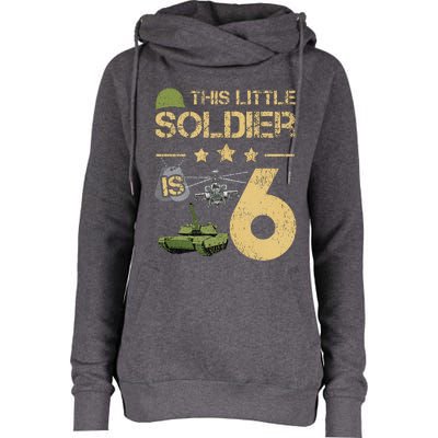 6 Year Old Soldier Birthday 6th Birthday Army Camo Womens Funnel Neck Pullover Hood