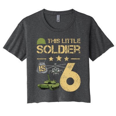 6 Year Old Soldier Birthday 6th Birthday Army Camo Women's Crop Top Tee