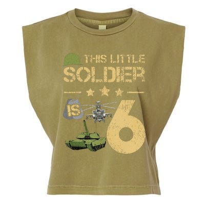 6 Year Old Soldier Birthday 6th Birthday Army Camo Garment-Dyed Women's Muscle Tee