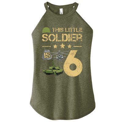 6 Year Old Soldier Birthday 6th Birthday Army Camo Women's Perfect Tri Rocker Tank