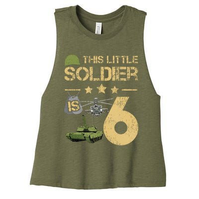 6 Year Old Soldier Birthday 6th Birthday Army Camo Women's Racerback Cropped Tank