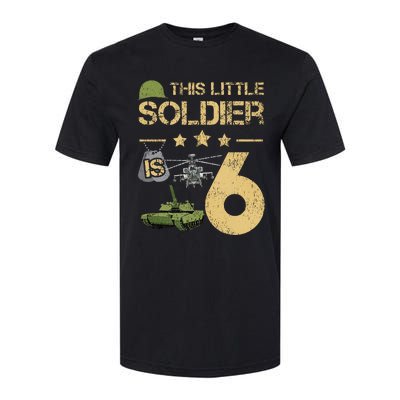 6 Year Old Soldier Birthday 6th Birthday Army Camo Softstyle CVC T-Shirt