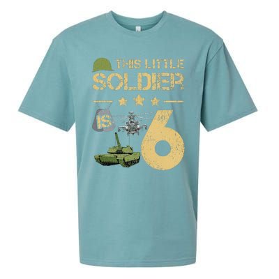 6 Year Old Soldier Birthday 6th Birthday Army Camo Sueded Cloud Jersey T-Shirt