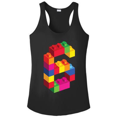 6 Year Old Building Blocks Birthday Bricks 6th Gift Ladies PosiCharge Competitor Racerback Tank