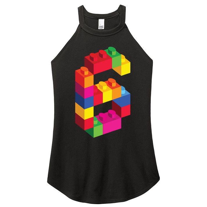 6 Year Old Building Blocks Birthday Bricks 6th Gift Women's Perfect Tri Rocker Tank