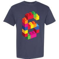 6 Year Old Building Blocks Birthday Bricks 6th Gift Garment-Dyed Heavyweight T-Shirt