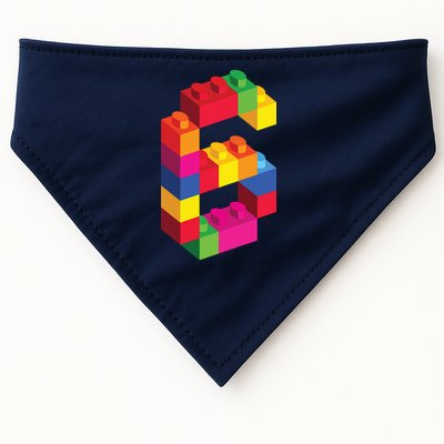 6 Year Old Building Blocks Birthday Bricks 6th Gift USA-Made Doggie Bandana