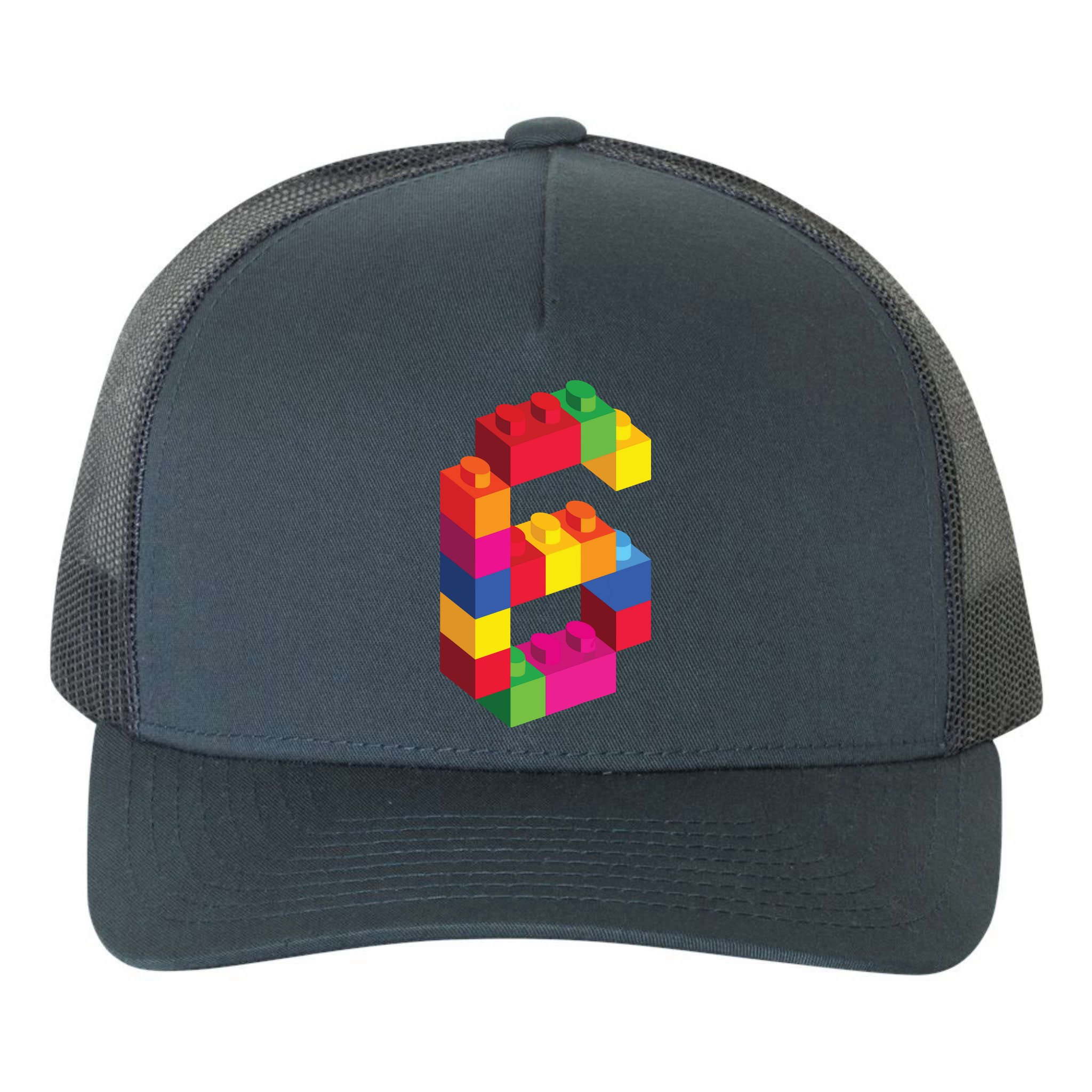 6 Year Old Building Blocks Birthday Bricks 6th Gift Yupoong Adult 5-Panel Trucker Hat