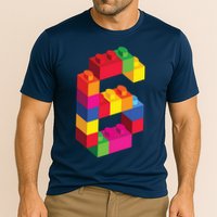 6 Year Old Building Blocks Birthday Bricks 6th Gift Cooling Performance Crew T-Shirt