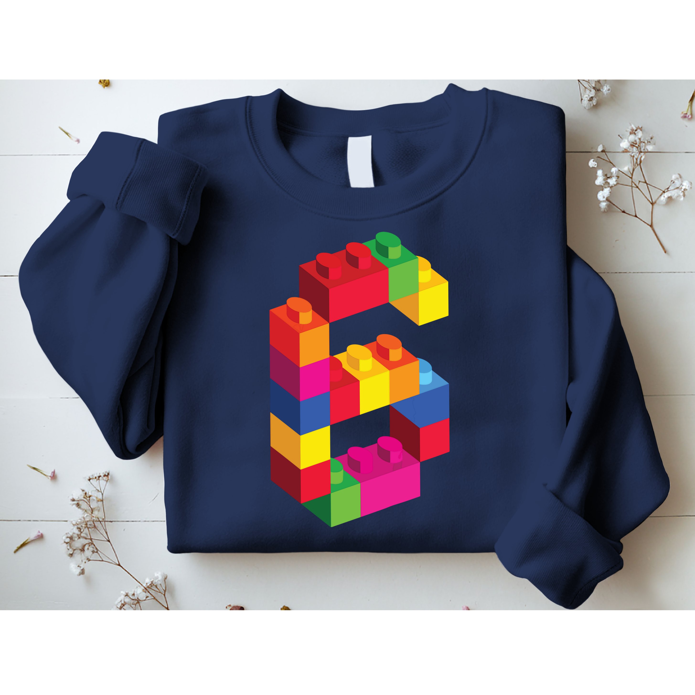 6 Year Old Building Blocks Birthday Bricks 6th Gift Sweatshirt