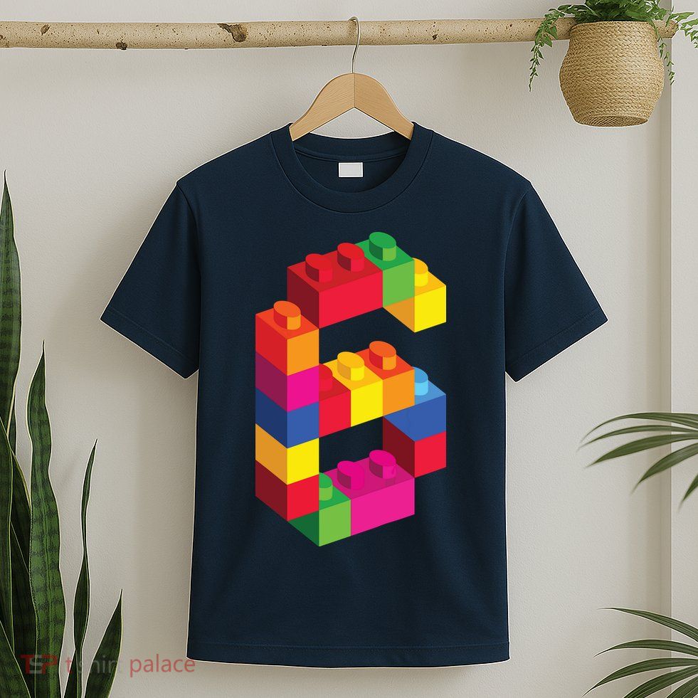 6 Year Old Building Blocks Birthday Bricks 6th Gift T-Shirt