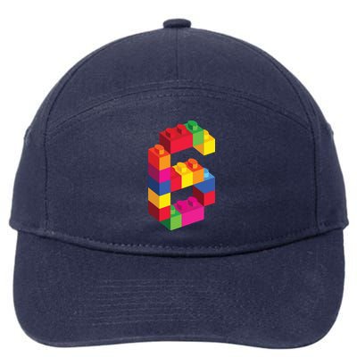 6 Year Old Building Blocks Birthday Bricks 6th Gift 7-Panel Snapback Hat