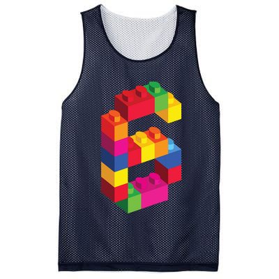 6 Year Old Building Blocks Birthday Bricks 6th Gift Mesh Reversible Basketball Jersey Tank