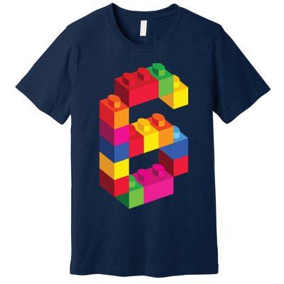 6 Year Old Building Blocks Birthday Bricks 6th Gift Premium T-Shirt