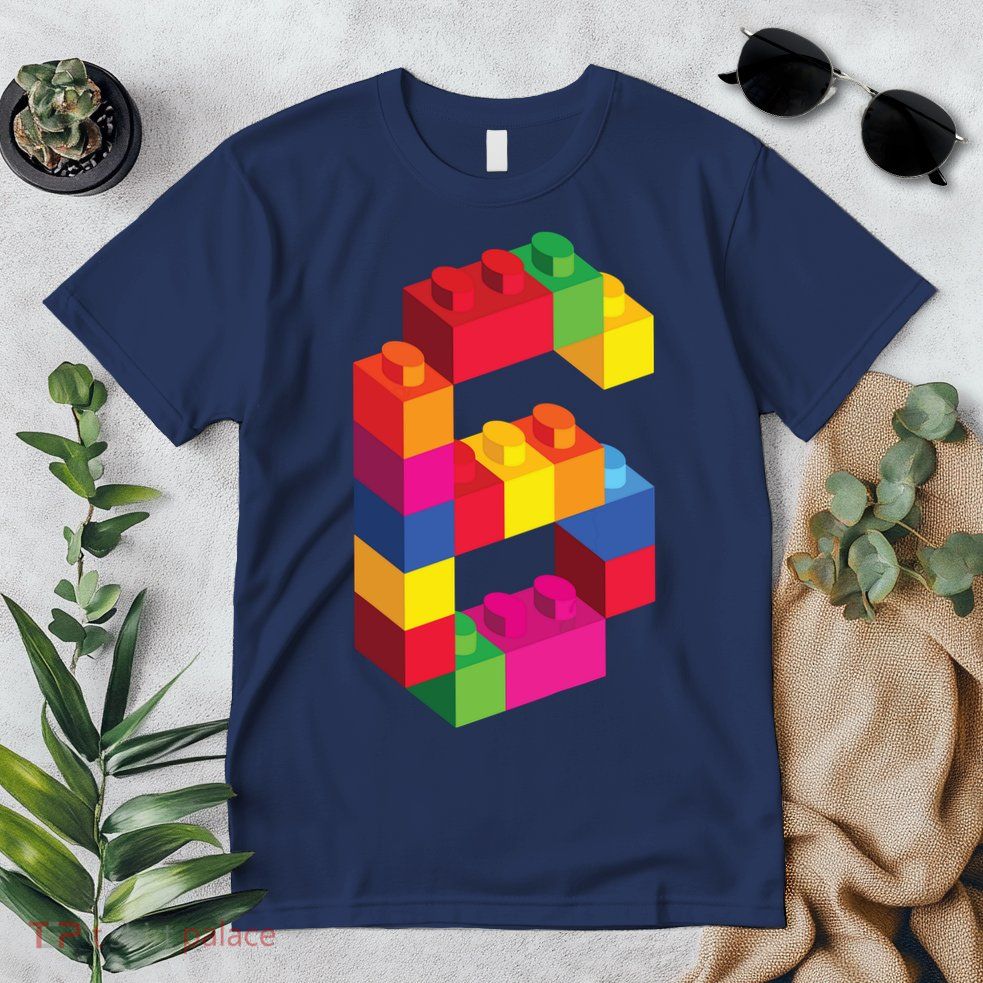 6 Year Old Building Blocks Birthday Bricks 6th Gift Premium T-Shirt