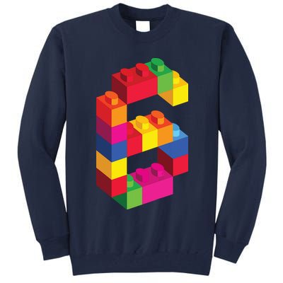 6 Year Old Building Blocks Birthday Bricks 6th Gift Tall Sweatshirt