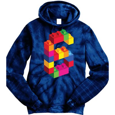 6 Year Old Building Blocks Birthday Bricks 6th Gift Tie Dye Hoodie