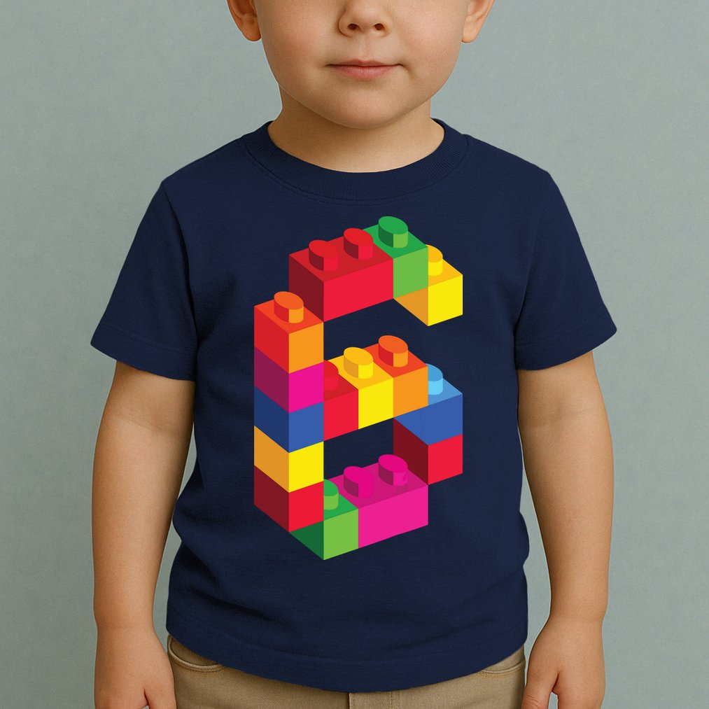 6 Year Old Building Blocks Birthday Bricks 6th Gift Toddler T-Shirt