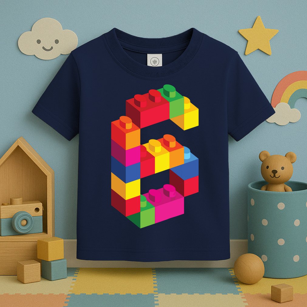 6 Year Old Building Blocks Birthday Bricks 6th Gift Toddler T-Shirt