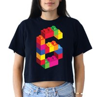 6 Year Old Building Blocks Birthday Bricks 6th Gift Women's Crop Top Tee