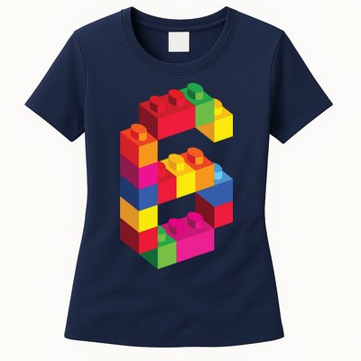 6 Year Old Building Blocks Birthday Bricks 6th Gift Womens T-Shirt