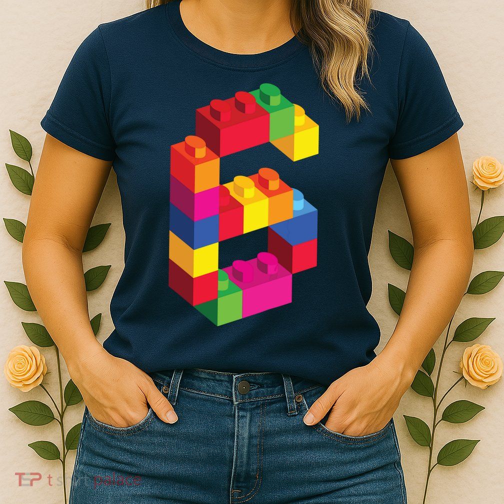 6 Year Old Building Blocks Birthday Bricks 6th Gift Womens T-Shirt