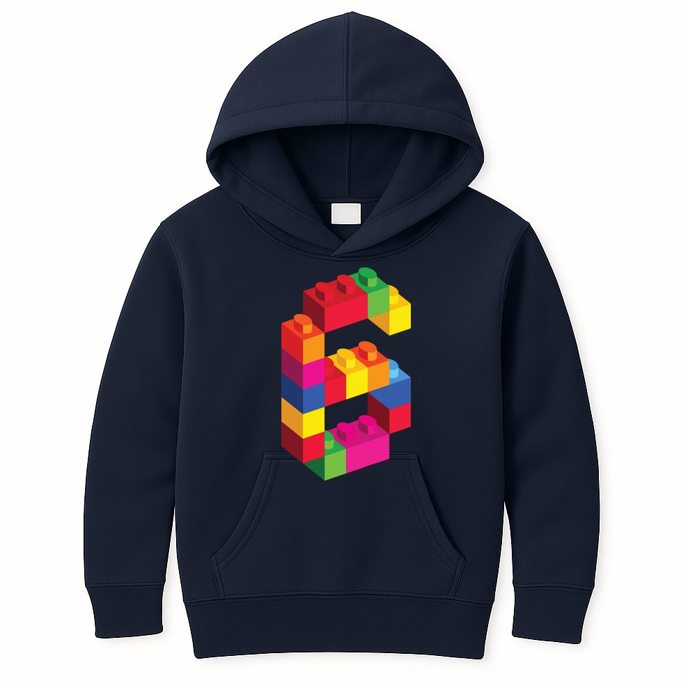 6 Year Old Building Blocks Birthday Bricks 6th Gift Kids Hoodie