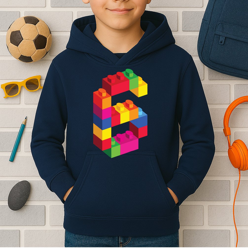 6 Year Old Building Blocks Birthday Bricks 6th Gift Kids Hoodie