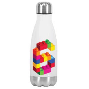 6 Year Old Building Blocks Birthday Bricks 6th Gift Stainless Steel Insulated Water Bottle