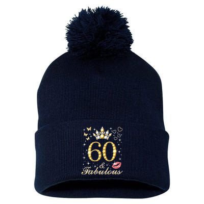 60 Years Old 60 Fabulous Since 1962 60th Birthday Pom Pom 12in Knit Beanie