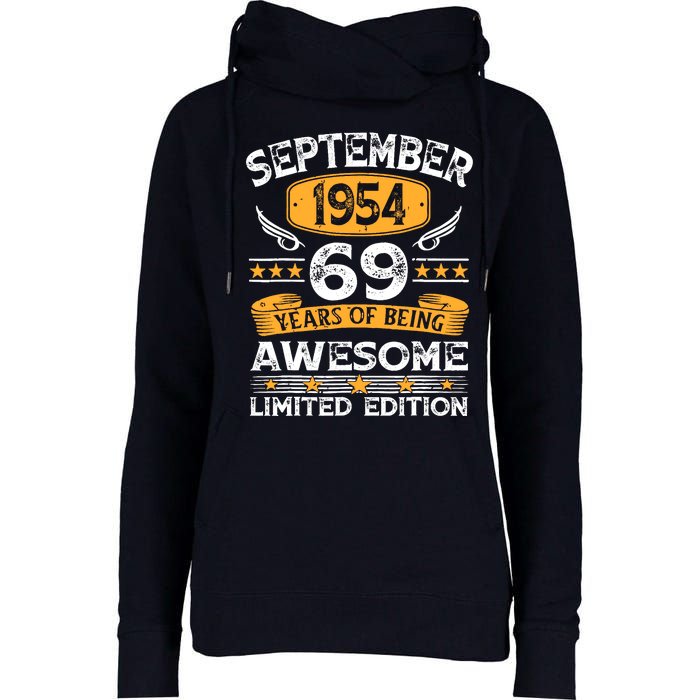 69 Years Old Gifts Vintage September 1954 69th Birthdays Womens Funnel Neck Pullover Hood