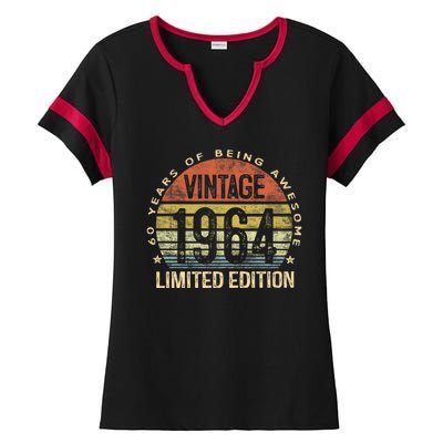 60 Year Old Gifts Vintage 1964 Limited Edition 60th Birthday Ladies Halftime Notch Neck Tee