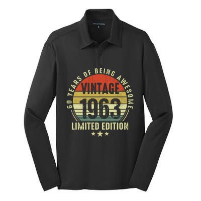 60 Year Old Gifts Vintage 1963 Limited Edition 60th Birthday Silk Touch Performance Long Sleeve Polo