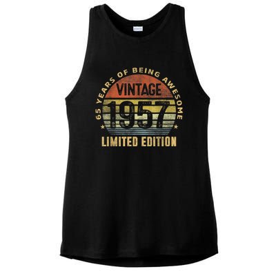 65 Year Old Awesome Gifts Vintage 1957 Retro 65th Birthday Ladies PosiCharge Tri-Blend Wicking Tank