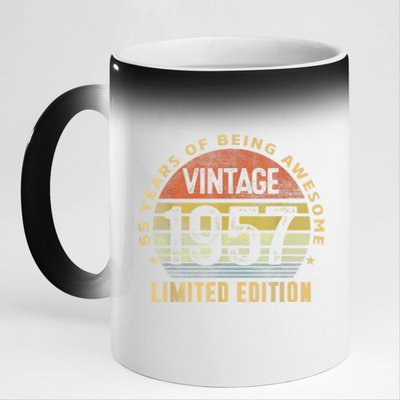 65 Year Old Awesome Gifts Vintage 1957 Retro 65th Birthday 11oz Black Color Changing Mug