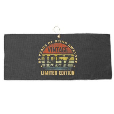 65 Year Old Awesome Gifts Vintage 1957 Retro 65th Birthday Large Microfiber Waffle Golf Towel