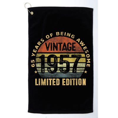 65 Year Old Awesome Gifts Vintage 1957 Retro 65th Birthday Platinum Collection Golf Towel