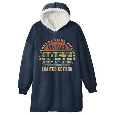 65 Year Old Awesome Gifts Vintage 1957 Retro 65th Birthday Hooded Wearable Blanket