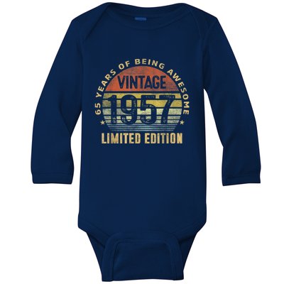 65 Year Old Awesome Gifts Vintage 1957 Retro 65th Birthday Baby Long Sleeve Bodysuit