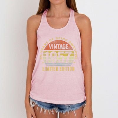 65 Year Old Awesome Gifts Vintage 1957 Retro 65th Birthday Women's Knotted Racerback Tank