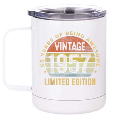 65 Year Old Awesome Gifts Vintage 1957 Retro 65th Birthday 12 oz Stainless Steel Tumbler Cup