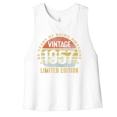 65 Year Old Awesome Gifts Vintage 1957 Retro 65th Birthday Women's Racerback Cropped Tank