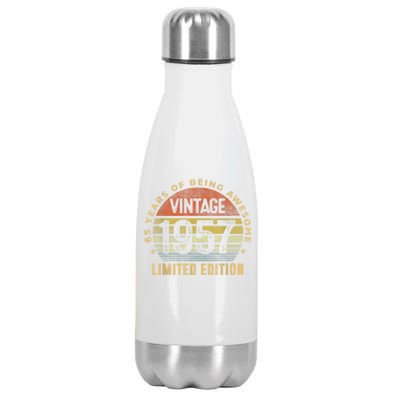 65 Year Old Awesome Gifts Vintage 1957 Retro 65th Birthday Stainless Steel Insulated Water Bottle