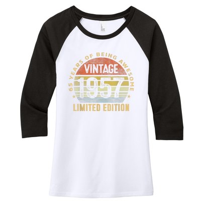 65 Year Old Awesome Gifts Vintage 1957 Retro 65th Birthday Women's Tri-Blend 3/4-Sleeve Raglan Shirt